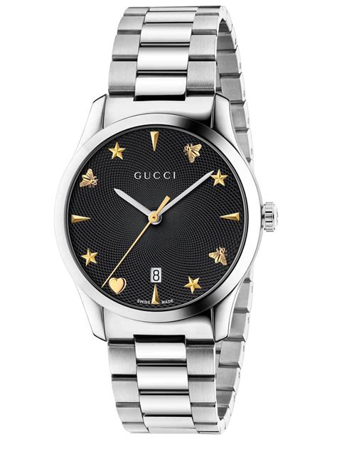 gucci g-timeless stainless steel bracelet watch/black|Gucci gold watch women's.